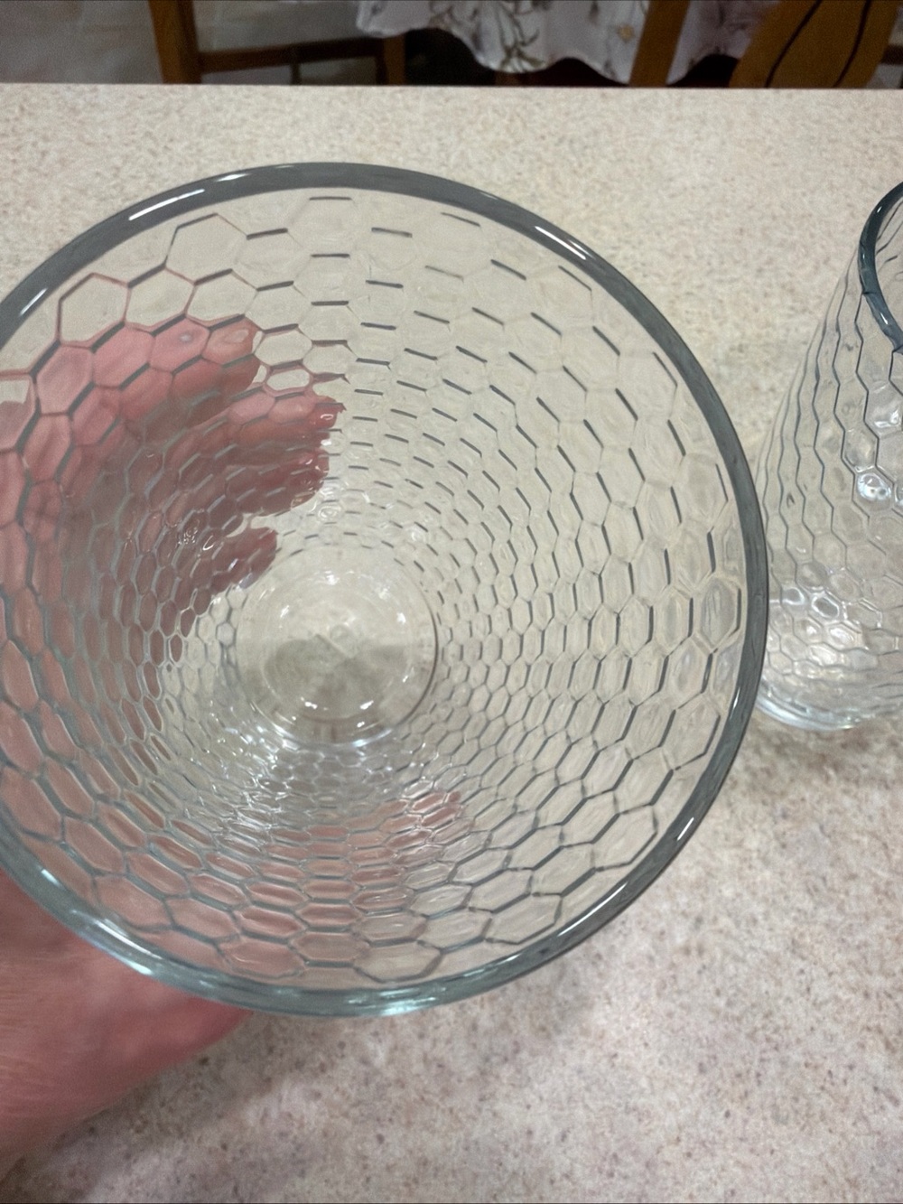 Vintage Pasabuhce Clear Hex-Pattern Glass 5.5 in Tumblers - Set of 4 honeycomb - Picture 5 of 15